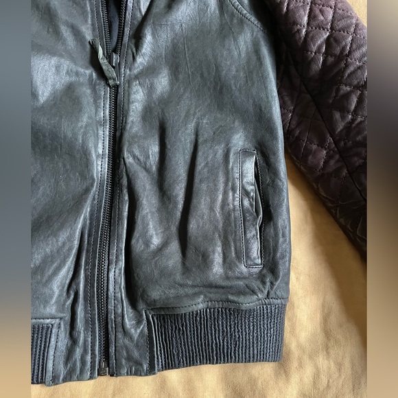 AllSaints Rixey Leather Bomber Sz XS - Picture 5 of 10